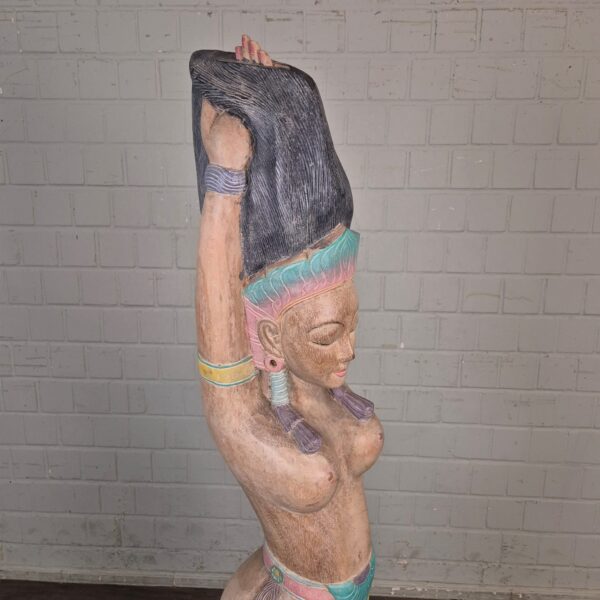 Beeld Decoratie Vrouw 1950 Massief Hout - Afbeelding 3