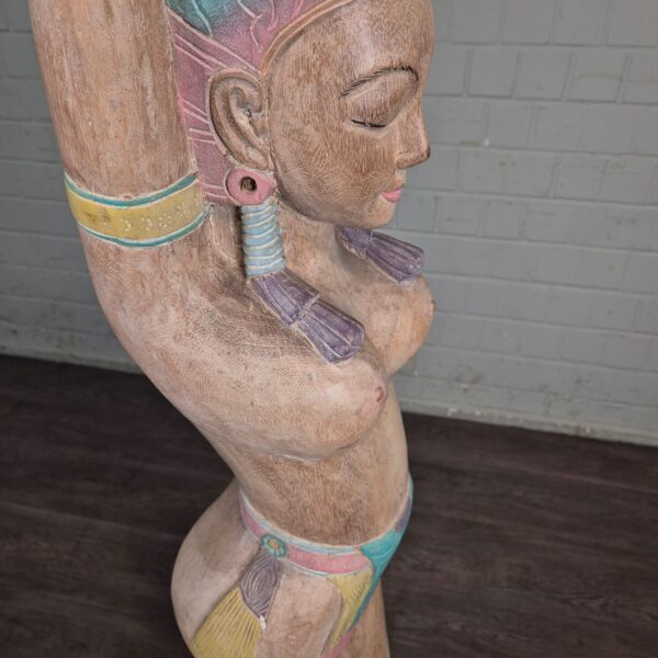 Beeld Decoratie Vrouw 1950 Massief Hout - Afbeelding 8