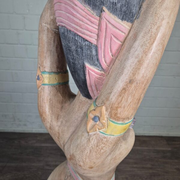 Beeld Decoratie Vrouw 1950 Massief Hout - Afbeelding 4