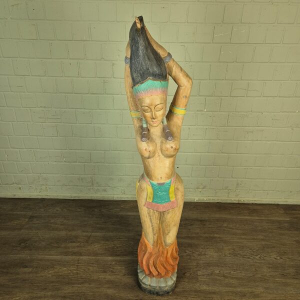 Beeld Decoratie Vrouw 1950 Massief Hout