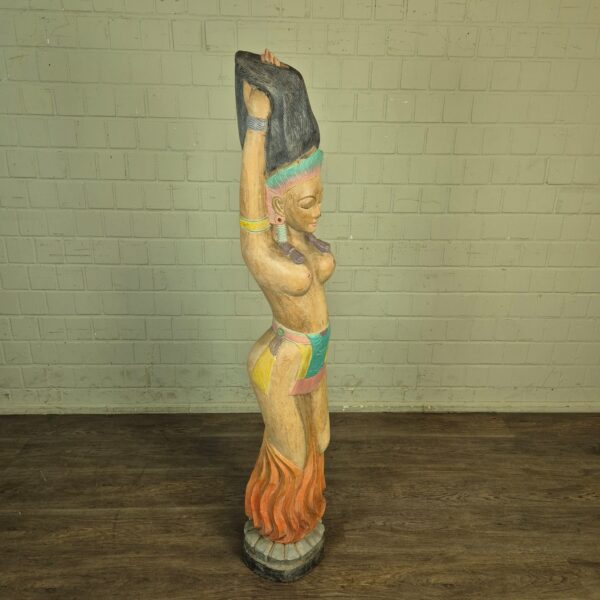 Beeld Decoratie Vrouw 1950 Massief Hout - Afbeelding 2