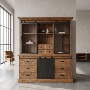 Vitrine Boekenkast Teak 1,93 m