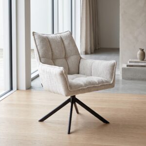 Retro Design Eetkamerstoel Creme-wit