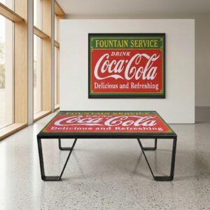 Salontafel Emaille Coca-Cola 1,40 m x 0,72 m