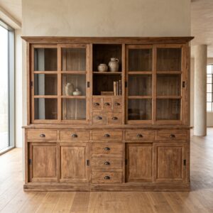 Vitrine Boekenkast Teak 2,50 m