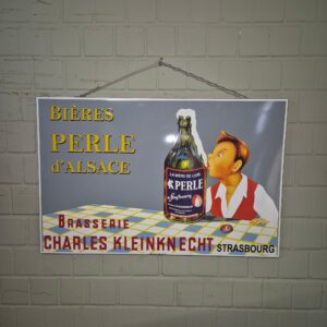 Emaille Reclamebord "Bières Perle d'Alsace" 1,00 m x 0,65 m