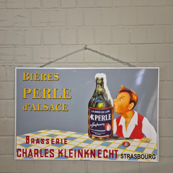 Emaille Reclamebord "Bières Perle d'Alsace" 1,00 m x 0,65 m - Afbeelding 3