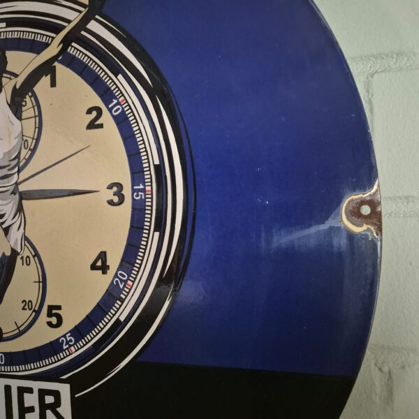 Vintage Reclamebord Emaille "Heuer" Ø 0,76 m - Afbeelding 8