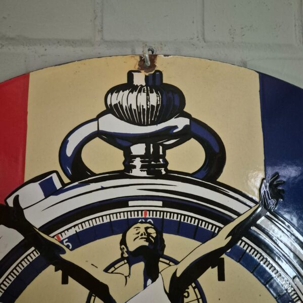 Vintage Reclamebord Emaille "Heuer" Ø 0,76 m - Afbeelding 4