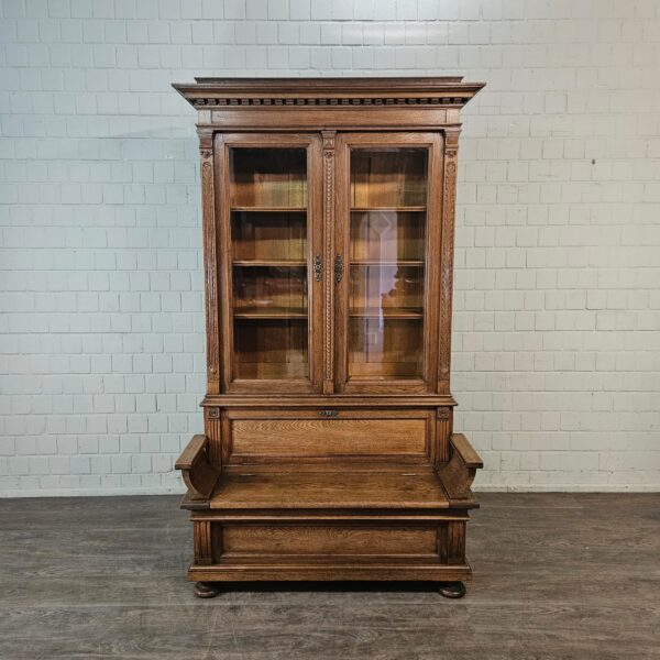 Vitrine met Klepbank Gründerzeit 1880 Eiken - Afbeelding 2