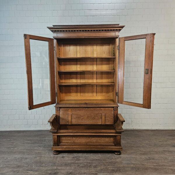 Vitrine met Klepbank Gründerzeit 1880 Eiken - Afbeelding 12