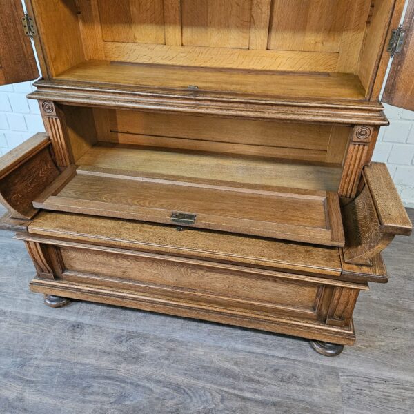 Vitrine met Klepbank Gründerzeit 1880 Eiken - Afbeelding 14