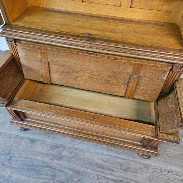 Vitrine met Klepbank Gründerzeit 1880 Eiken - Afbeelding 15