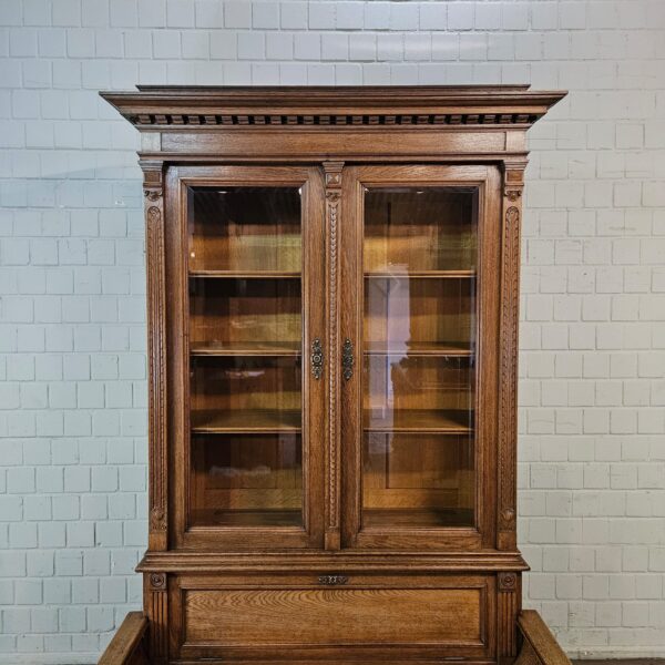 Vitrine met Klepbank Gründerzeit 1880 Eiken - Afbeelding 4