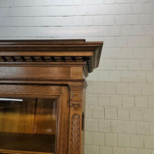 Vitrine met Klepbank Gründerzeit 1880 Eiken - Afbeelding 11