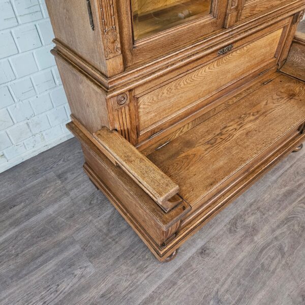 Vitrine met Klepbank Gründerzeit 1880 Eiken - Afbeelding 7