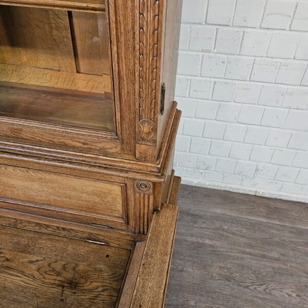 Vitrine met Klepbank Gründerzeit 1880 Eiken - Afbeelding 9