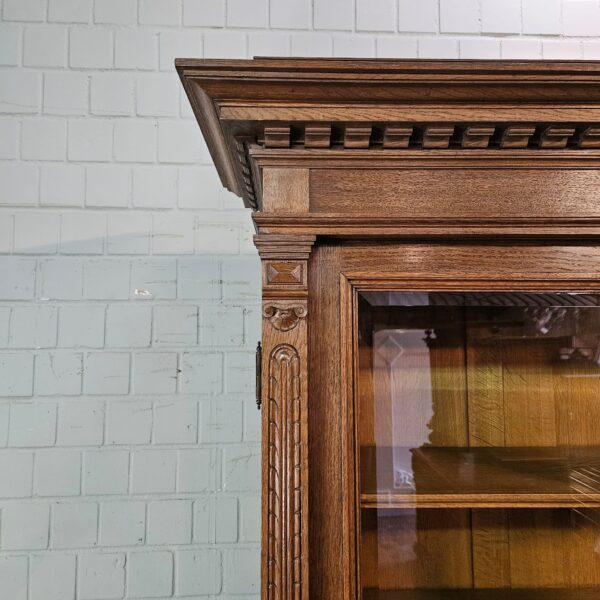 Vitrine met Klepbank Gründerzeit 1880 Eiken - Afbeelding 6