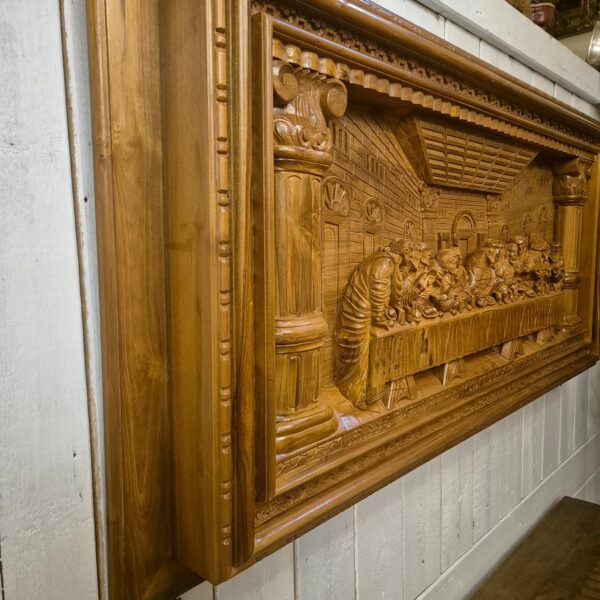3D Teakhouten Wandreliëf "Het Laatste Avondmaal" 1,50 m - Afbeelding 6