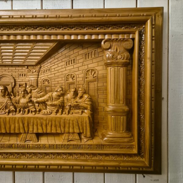 3D Teakhouten Wandreliëf "Het Laatste Avondmaal" 1,50 m - Afbeelding 3