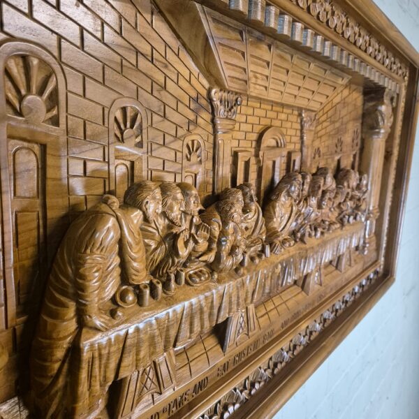 3D teakhouten wandreliëf "Het Laatste Avondmaal" 1,20 m - Afbeelding 6