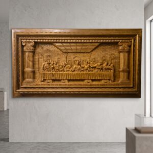 3D Teakhouten Wandreliëf "Het Laatste Avondmaal" 1,50 m