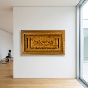 3D teakhouten wandreliëf "Het Laatste Avondmaal" 1,03 m