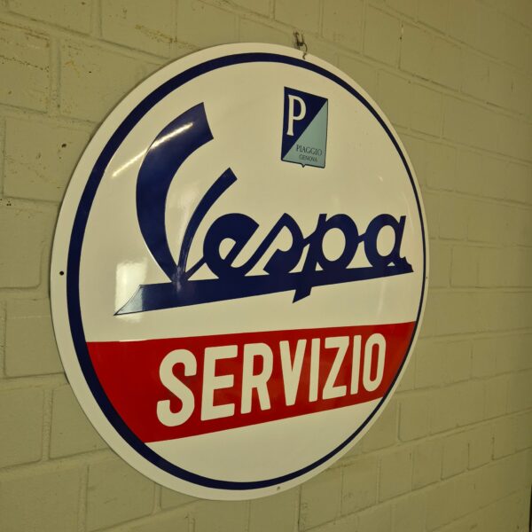 Vespa Servizio Emaille Reclamebord Ø 0,90 m - Afbeelding 2