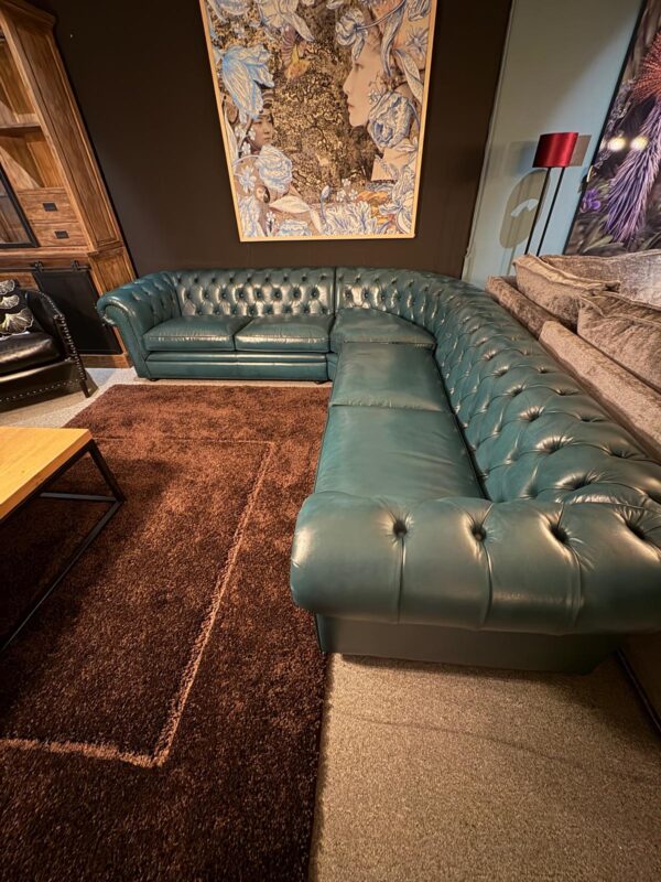 Chesterfield Hoekbank  Donker Turkoois 2,75 m x 2,90 m - Afbeelding 3