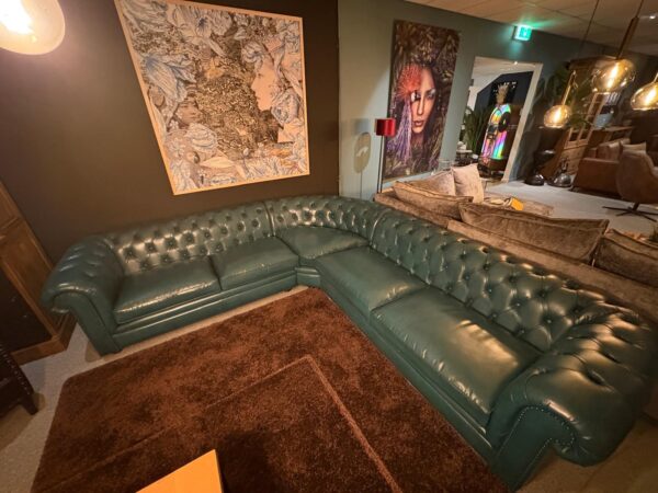 Chesterfield Hoekbank  Donker Turkoois 2,75 m x 2,90 m - Afbeelding 5