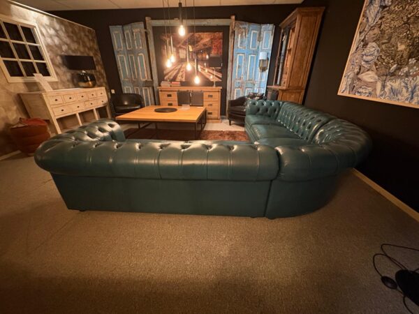 Chesterfield Hoekbank  Donker Turkoois 2,75 m x 2,90 m - Afbeelding 8