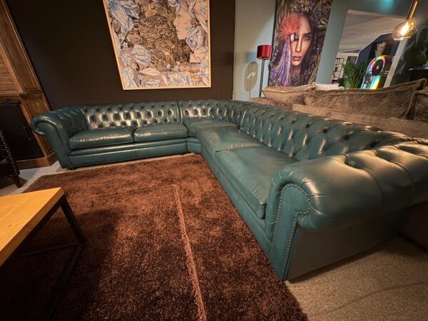 Chesterfield Hoekbank  Donker Turkoois 2,75 m x 2,90 m - Afbeelding 4