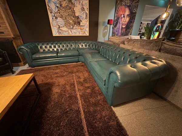 Chesterfield Hoekbank  Donker Turkoois 2,75 m x 2,90 m
