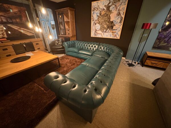 Chesterfield Hoekbank  Donker Turkoois 2,75 m x 2,90 m - Afbeelding 7