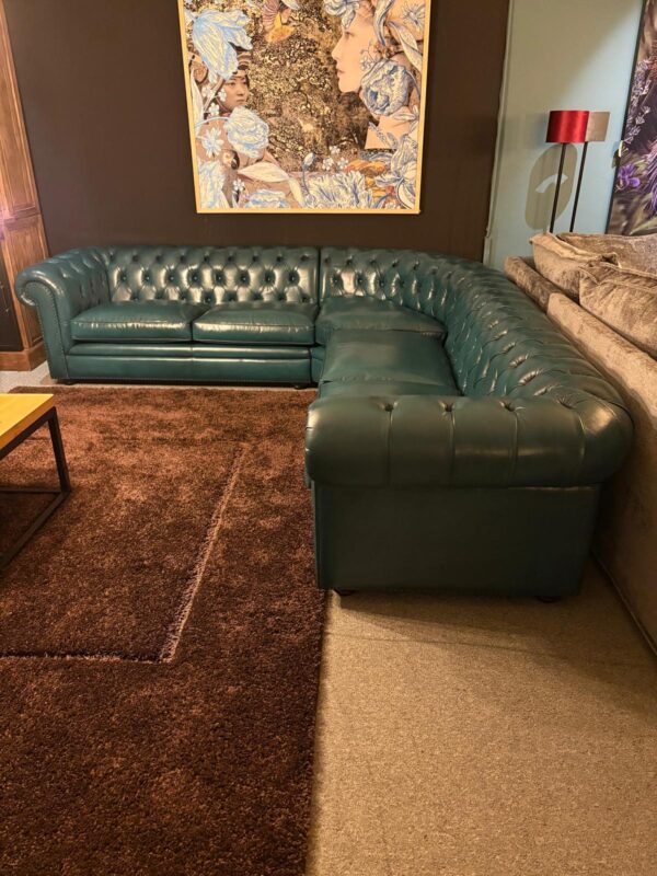 Chesterfield Hoekbank  Donker Turkoois 2,75 m x 2,90 m - Afbeelding 2