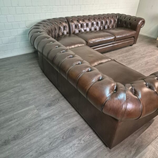 Chesterfield Hoekbank Donkerbruin 2,75 m x 2,90 m - Afbeelding 2