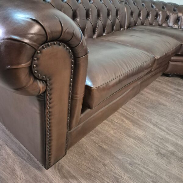 Chesterfield Hoekbank Donkerbruin 2,75 m x 2,90 m - Afbeelding 4