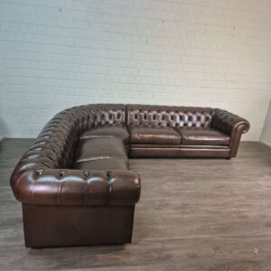 Chesterfield Hoekbank Donkerbruin 2,75 m x 2,90 m