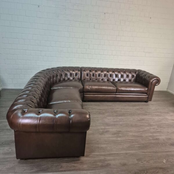 Chesterfield Hoekbank Donkerbruin 2,75 m x 2,90 m
