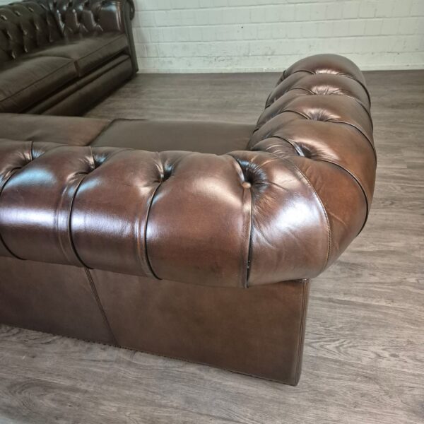 Chesterfield Hoekbank Donkerbruin 2,75 m x 2,90 m - Afbeelding 11