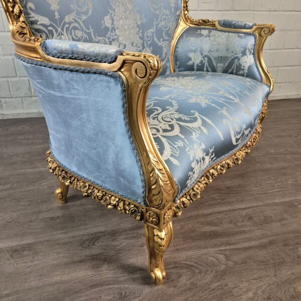Sofa Barokstijl Satijn Blauw-Goud 1,15 m - Afbeelding 5