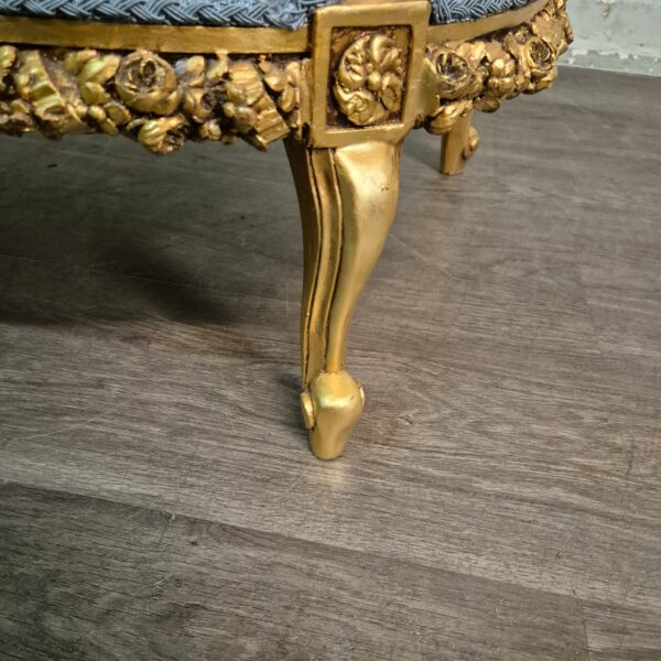 Sofa Barokstijl Satijn Blauw-Goud 1,15 m - Afbeelding 10