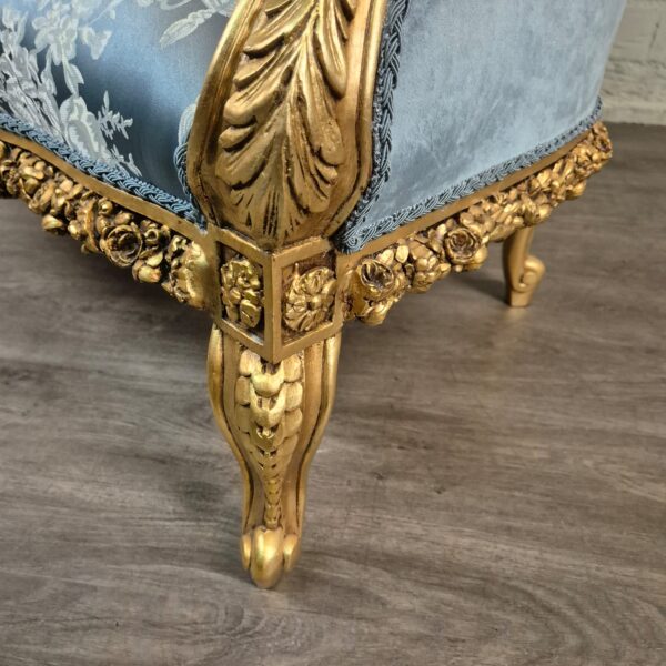 Sofa Barokstijl Satijn Blauw-Goud 1,15 m - Afbeelding 11