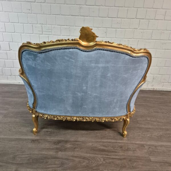 Sofa Barokstijl Satijn Blauw-Goud 1,15 m - Afbeelding 12