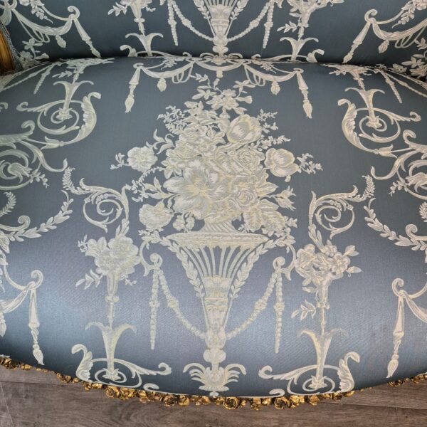 Sofa Barokstijl Satijn Blauw-Goud 1,15 m - Afbeelding 9