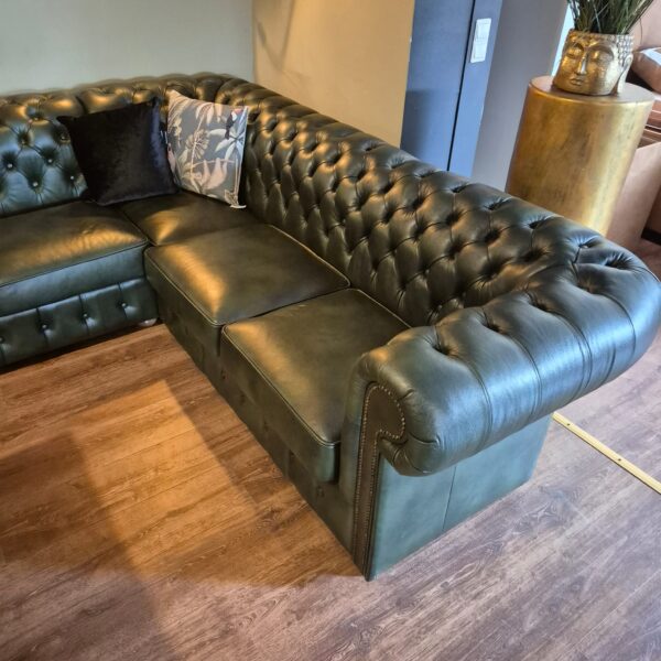 Chesterfield Hoekbank Donkergroen 4,25 m x 2,40 m - Afbeelding 5