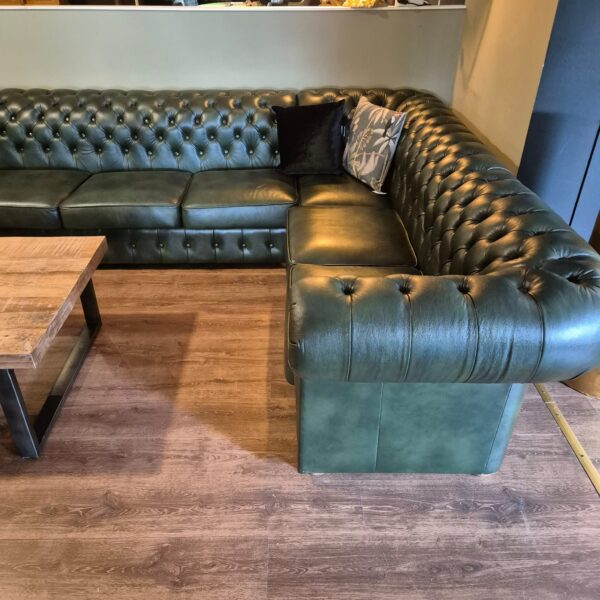 Chesterfield Hoekbank Donkergroen 4,25 m x 2,40 m - Afbeelding 7