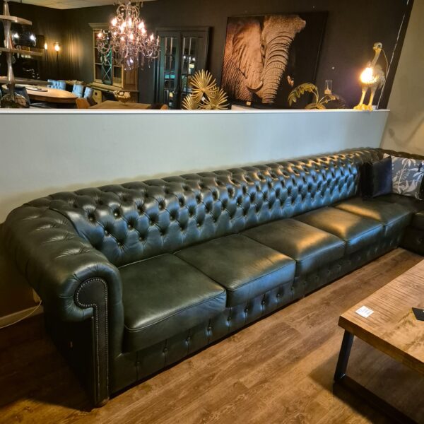 Chesterfield Hoekbank Donkergroen 4,25 m x 2,40 m - Afbeelding 3