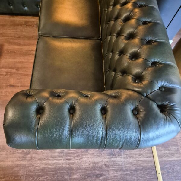 Chesterfield Hoekbank Donkergroen 4,25 m x 2,40 m - Afbeelding 6