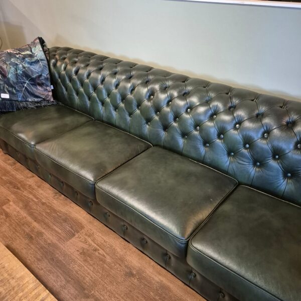 Chesterfield Hoekbank Donkergroen 4,25 m x 2,40 m - Afbeelding 4